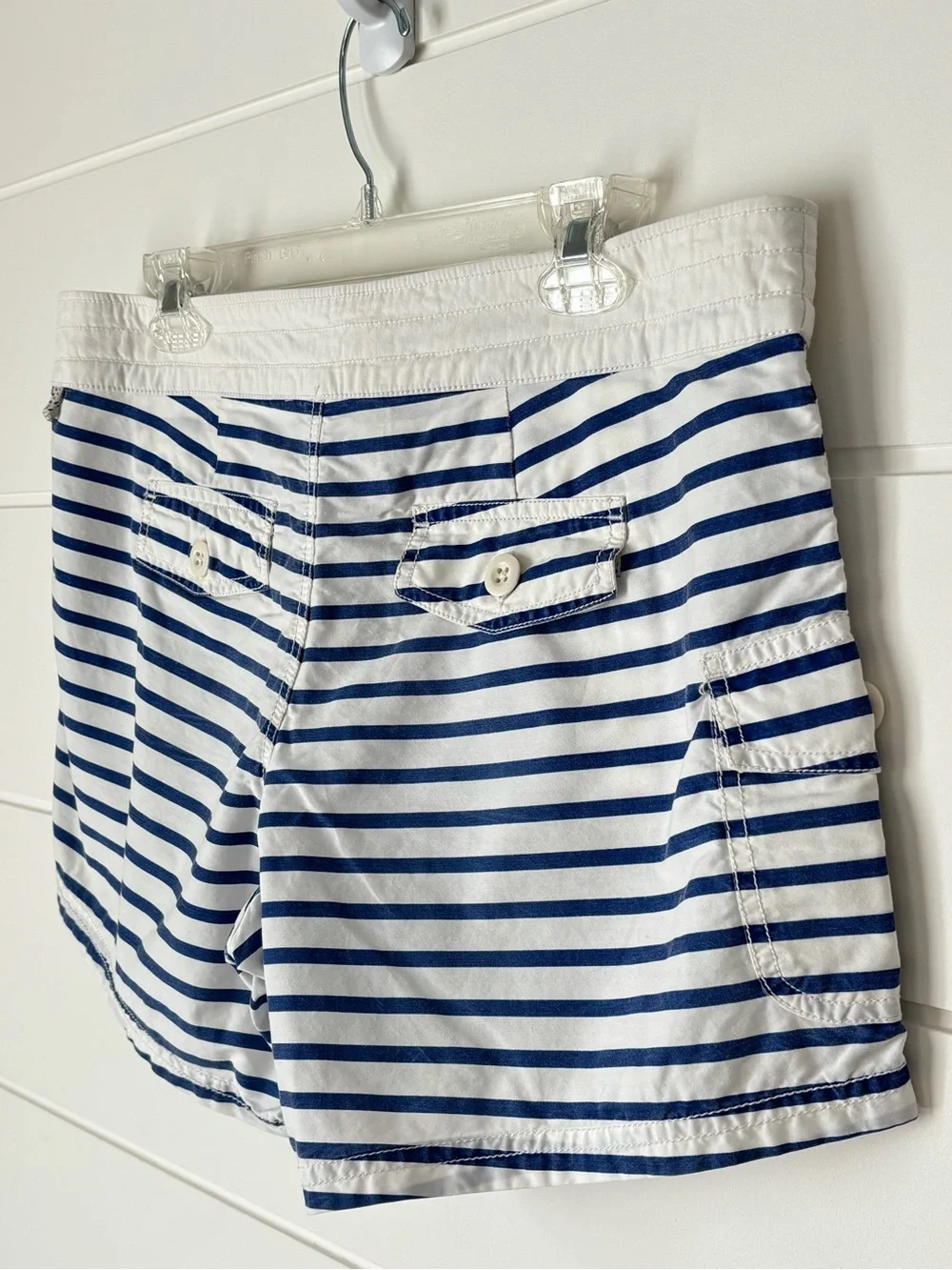 J. Crew Women’s Navy & White Striped Nautical Beach Board Shorts Size 10
